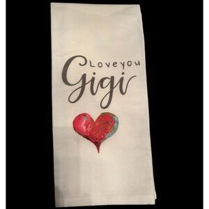 Love You Gigi White Towel with Heart Design